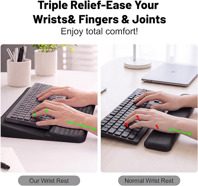 Keyboard Stand with Wrist Rest，Ergonomic Keyboard Riser Holder Lifter Tray | Black，Computer Wrist Support Pad，Ergonomic Keyboard stand for desk，Soft Memory Foam Desk Cushion，Non-Slip