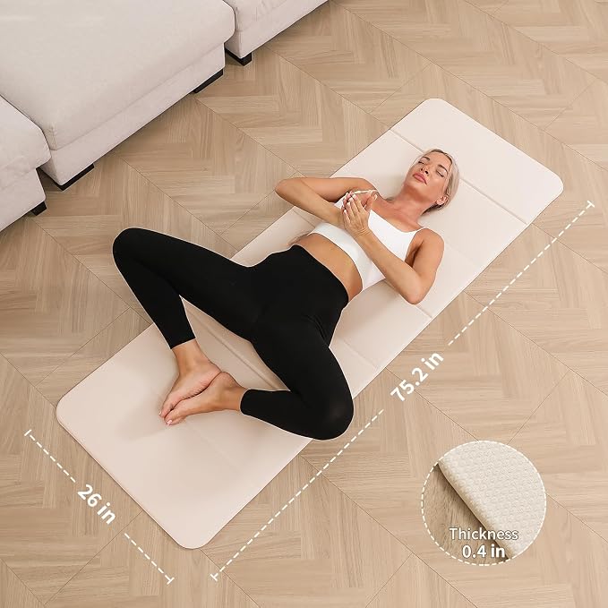 PAIDU Foldable Yoga Mat 10mm Thick, 75"x26" Non-Slip Fitness Exercise Mat | SGS Certified| uick Fold，Easy Storag，Portable for Yoga/Pilates/Studio/Home Workout