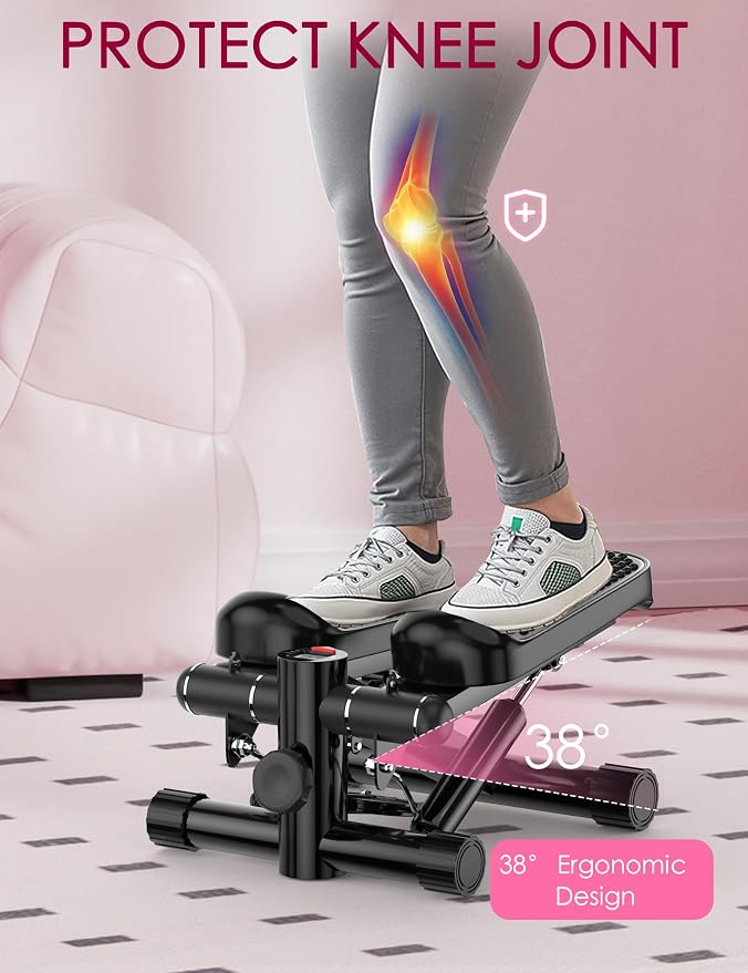 Steppers for Exercise at Home, KitGody Mini Stepper with Resistance Bands, Portable Stair Stepper for Home 330LBS Capacity, Adjustable Height Fitness Stepper Machine