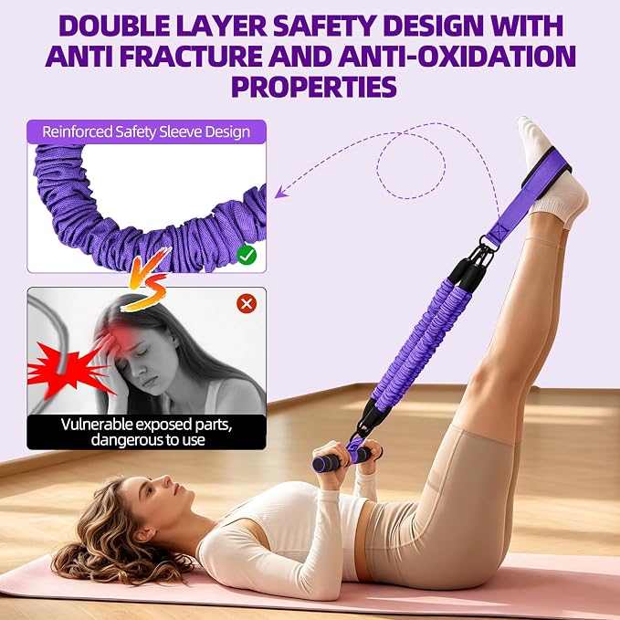 2026 New Resistance Band with Handles&Non-Slip Comfort Pedals, 90LBS Adjustable Latex Bandsfor Women and Men