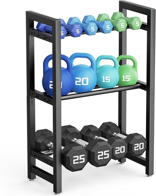 Dumbbell Rack 3-Tier 20 IN Length Adjustable Weight Rack For Home Gym Dumbbells Kettlebell (Rack Only)