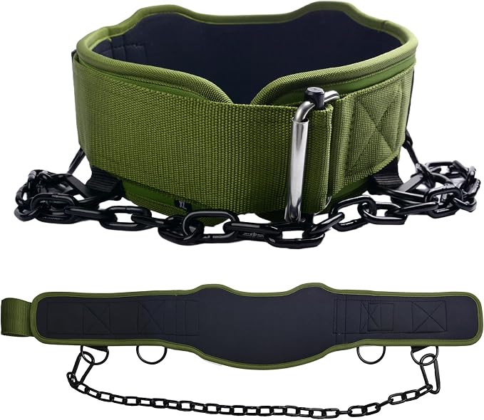 2-in-1 Weightlifting Belt with 36 IN Steel Chain & Self Locking, Dip Belt for Pull Up, Squat, Deadlifts & Added Weight Training