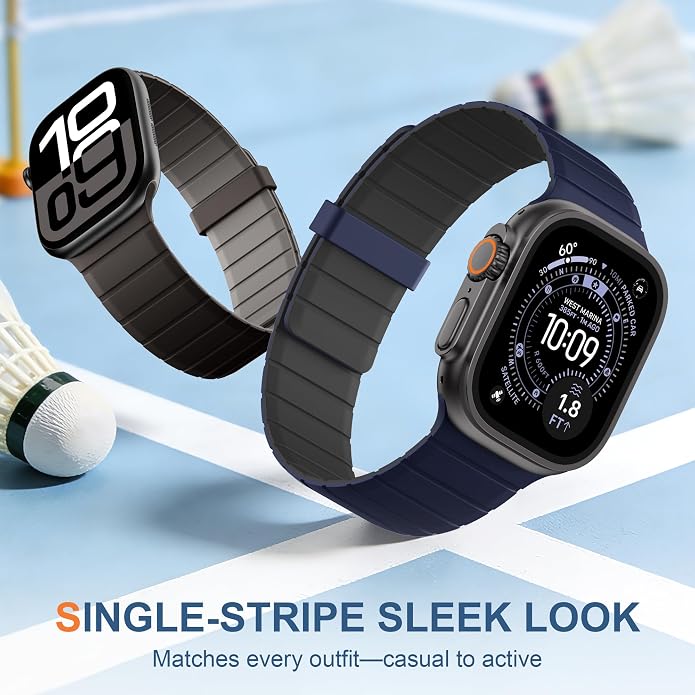 SNBLK Magnetic Band Compatible with Apple Watch Bands for Men 44mm 45mm 46mm 49mm 42mm 41mm 40mm 38mm Women, Secure Silicone Sport Loop Magnet Strap for iWatch Ultra 3 2 1 SE Series 11 10 9 8 7 6 5 4