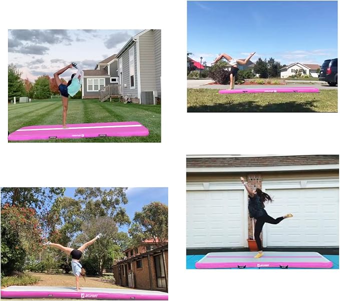 AKSPORT Gymnastics Air Mat Tumble Track Tumbling Mat Inflatable Floor Mats with Air Pump for Home Use/Tumble/Gym/Training/Cheerleading/Parkour/Beach/Park/Water