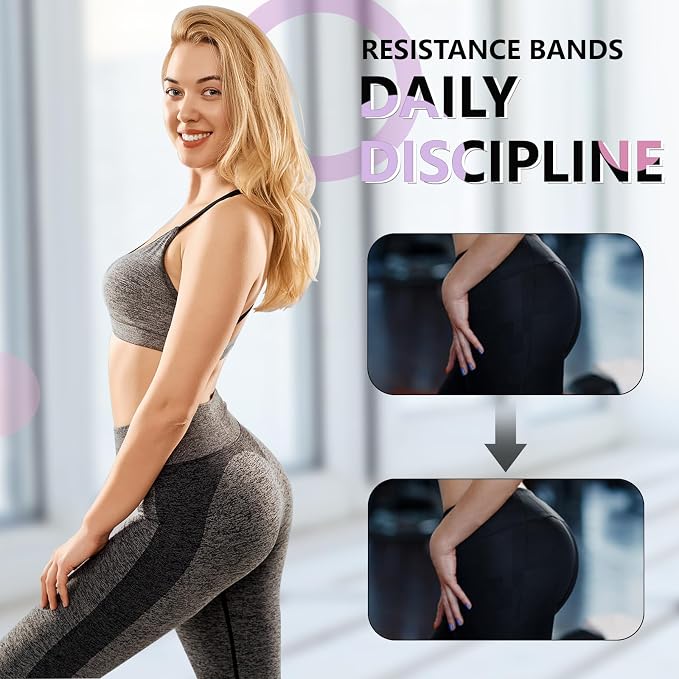 Resistance Bands for Working Out, 4 Levels Exercise Bands for Women & Men, Elastic Workout Band for Physical Therapy, Fabric Booty Band for Gym, Yoga, Pilates, Leg Training