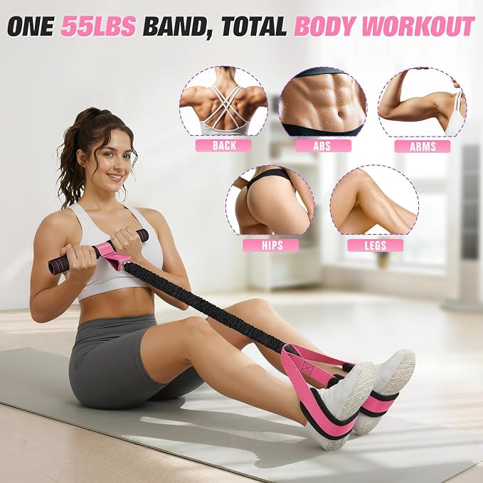 Upgraded Pedal Resistance Band with Handles, Foot Pedal Resistance Bands for Women, Core Abs Leg Training, Exercise Bands for Full Body Workout Fitness, Home Gym Equipment, Pilates & Physical Therapy
