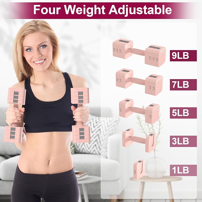 Hezeyferg Adjustable Dumbbells Set for Women/Men Home Gym | 18LBS 22LBS Adjustable Weight Dumbbells, Hand Weights Sets with Mutilple Levels, Full Body Workout