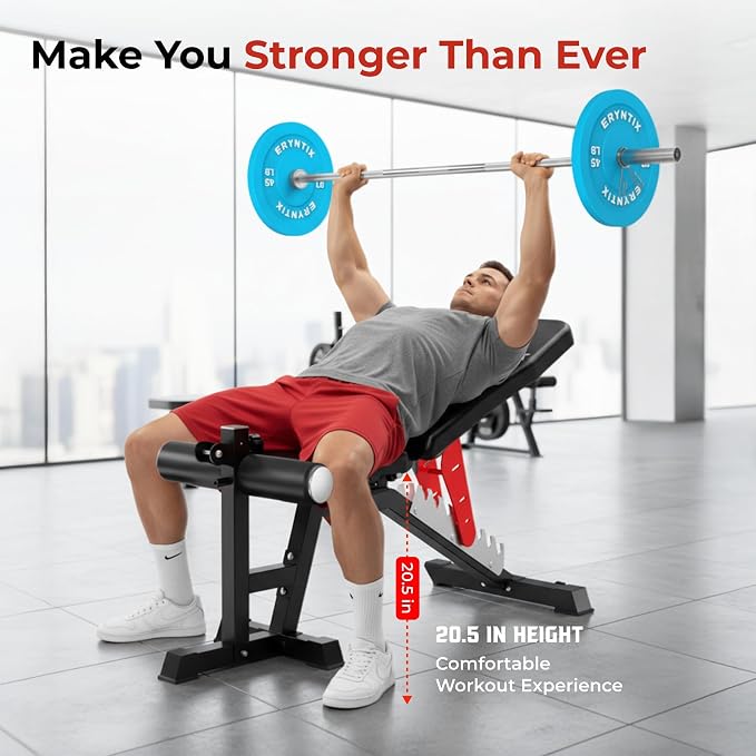 Adjustable Weight Bench,Foldable Pro Heavy-Duty Workout Bench | 1600LBS Bench Press 21-Position Multifunctional Weight Bench with Leg Extension,Iscc Plus Certified for Home Gym