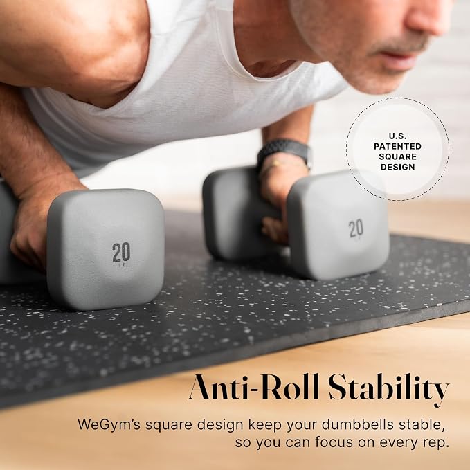 WeGym Square Dumbbells for Home Gym, Hand Weights for Strength Training