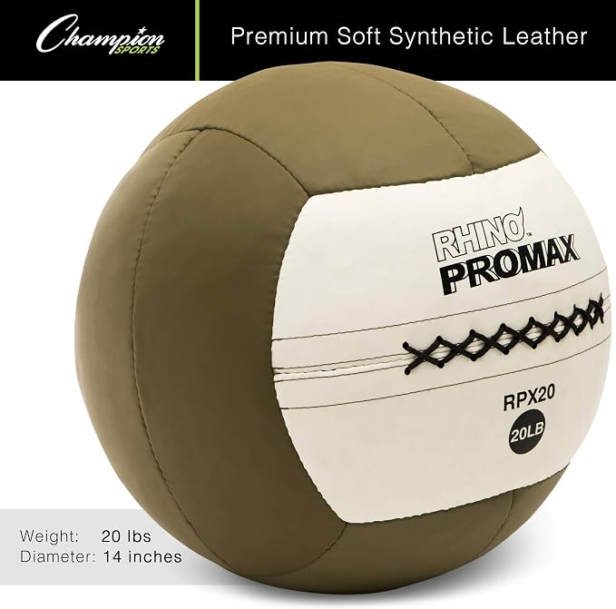 Champion Sports Rhino Promax Wall Balls - Soft Shell Non-Slip Grip for Weightlifting, Plyometrics, Cross Training, & Home Gym