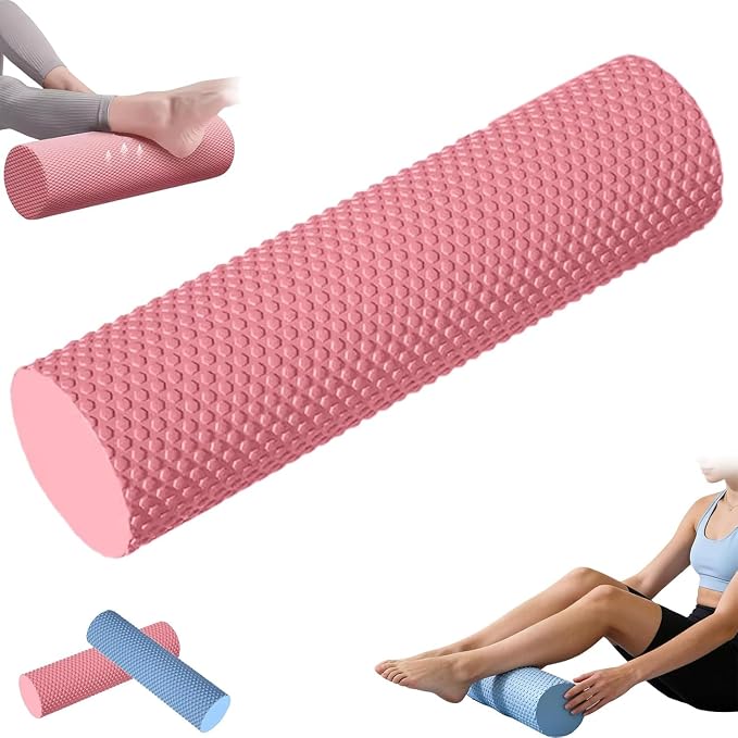 12 Inch EVA Foam Roller for Back, Yoga & Balance Exercises – High-Density Massage Roller for Pain Relief, Fitness Recovery Balance Exercises, High-Density (Pink 2)