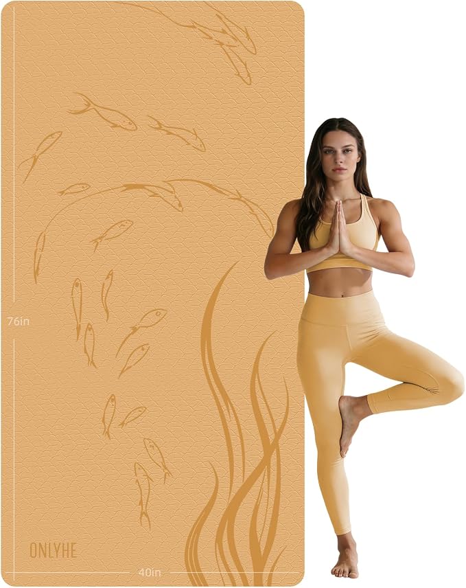 Extra Wide Yoga Mat 76"x40"x10mm TPE Non-Slip Fitness Exercise Mat | Thick 10mm Premium TPE, Extra Large for Pilates, Workout and Home Gym. Ideal for Men and Women
