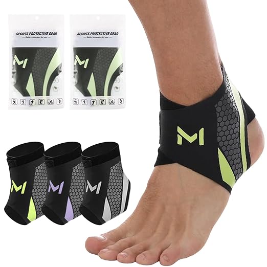 2-Pack Adjustable Ankle Brace, Lace Up Ankle Stabilizer with Support Straps, Compression Sleeve for Plantar Fasciitis, Tendonitis, Sprain Support, Suitable for Men & Women (Green)