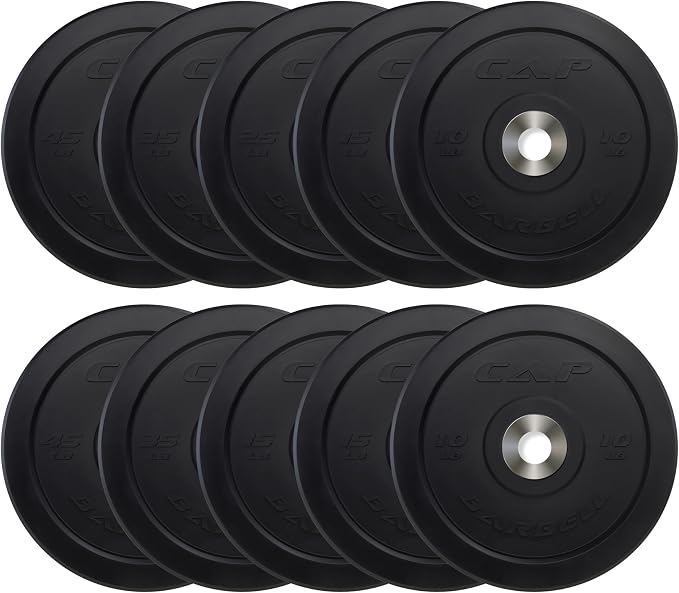 CAP 2-inch Olympic Bumper Plate Weight Set | 100-370 lbs | Multiple Colors | Storage Rack Optional