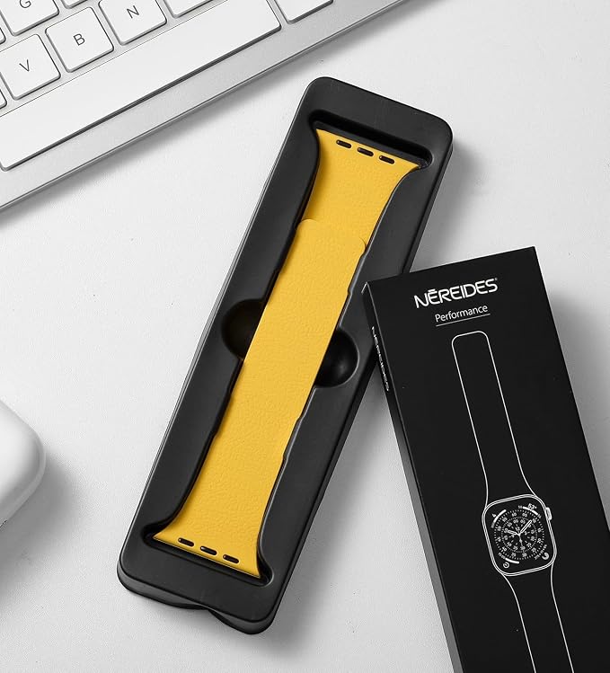 Magnetic Silicone Band Compatible with Apple Watch Band Ultra 3/2/1 & SE 3/2/1 & Series 11 10 9 8 7 6 5 4 3 49mm 46mm 45mm 44mm Strong Magnetic Clasp, Waterproof & Adjustable (Yellow)