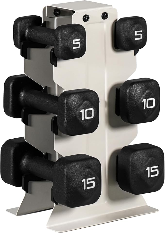 Tone Fitness Neoprene Dumbbell Set with Storage Rack – Non-Slip, Anti-Roll Hand Weights for Home Gym Workouts | 20 lb, 32 lb, 50 lb, 60 lb & 100 lb Options