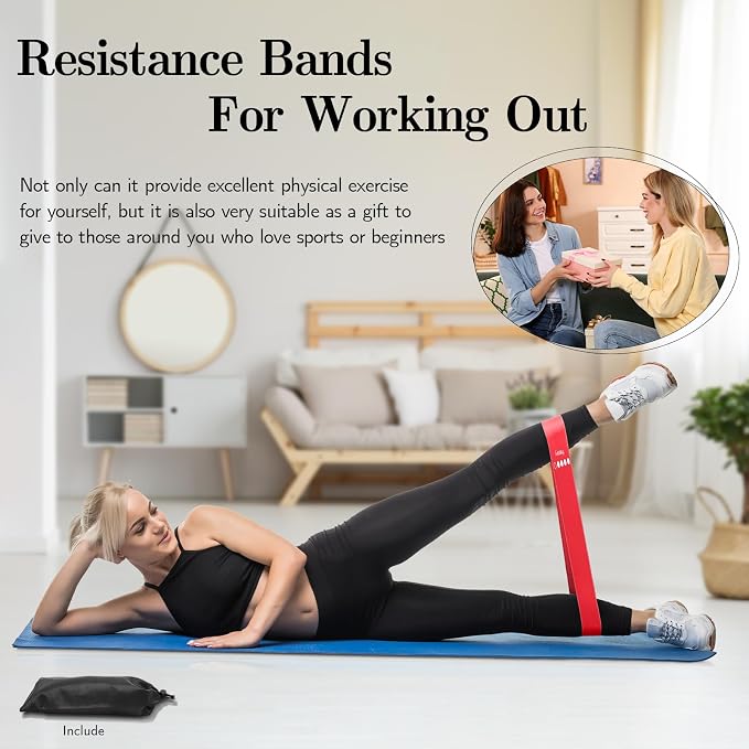 Resistance Bands for Working Out, Exercise Bands Resistance Bands Set with 5 Resistance Levels, Multi-Colored Workout Bands for Indoor & Outdoor Fitness, Leg Strength Training, Yoga