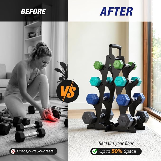 Ghosthorn Tiered A-Frame Dumbbell Rack Stand for Home Gym Space Saving | Heavy Duty Weight Storage Racks for Home Gym,Stable Space Saving Small Dumbbell Rack Hold 4/5 Pairs of Dumbbells (Rack Only)