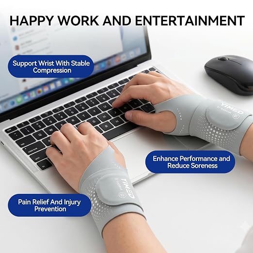 Ultra-Thin Wrist Brace Support for Carpal Tunnel, Grey | Wrist Brace for TFCC Tears, Elastic Wrist Wraps for Weightlifting, Typing, Gym, Day Night Wrist Support for Tendonitis, DRUJ