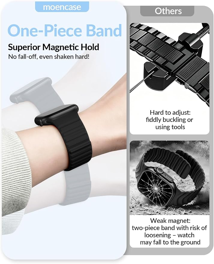Patented Magnetic Silicone Sport Band for Apple Watch Bands for Women Men | Soft Silicone Solo Loop 40mm 38mm 41mm 44mm 45mm 42mm 49mm, Sport Strap for iWatch Series 11 10 9 8 7 6 5 4 3 2 1 SE Ultra