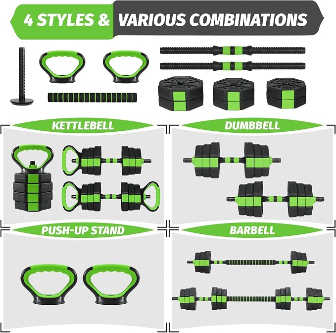 Adjustable Dumbbells, 44/66/88Lbs Free Weight Set with Connector, 4 In1 Weight Dumbbell Set Used As Kettlebells, Barbell, Push Up Stand, Fitness Exercise for Home Gym Suitable Men/Women