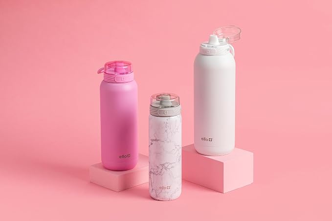 Ello Cooper 40oz Insulated Stainless Steel Water Bottle with Straw, White
