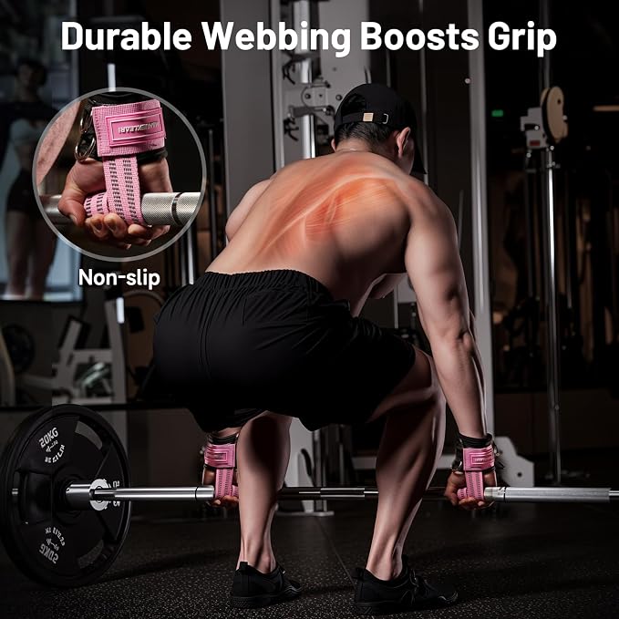 M MANUEKLEAR Wrist Straps for Weightlifting, Gym Lifting Straps with D Rings for Cable Machine,Weight Lifting Wrist Wraps for Men Women
