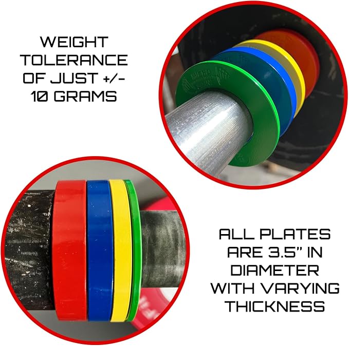 Micro Gainz Calibrated Fractional Weight Plate Set of 2 Plates, Choose Set (.25LB-1.25LB), Designed for Olympic Barbells for Strength Training & Micro Loading Bar Weights, Made in USA