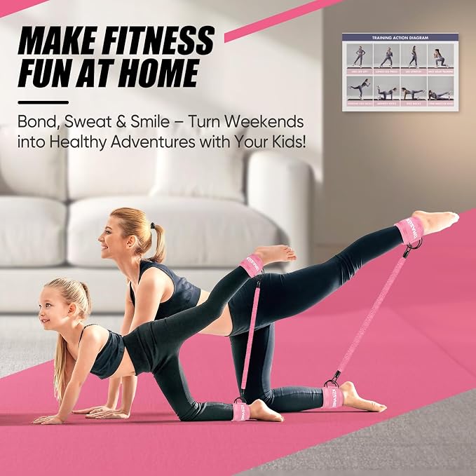 KUZARO Ankle Resistance Bands with Cuffs, Ankle Weights Bands for Working Out, Women Leg and Glutes Workout Equipment, Exercise Bands for Kickbacks, Butt and Booty Trainer, Home Gym Fitness Equipment