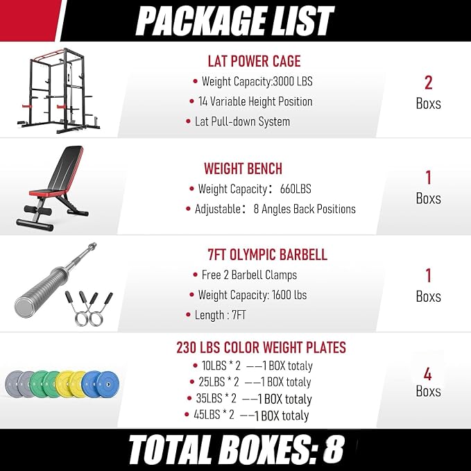 SPORTSROYALS Power Rack, Multi-Functional Power Cage, Squat Rack with Pulley System & LAT Pull Down, Workout Cage with J Hooks for Home Gym