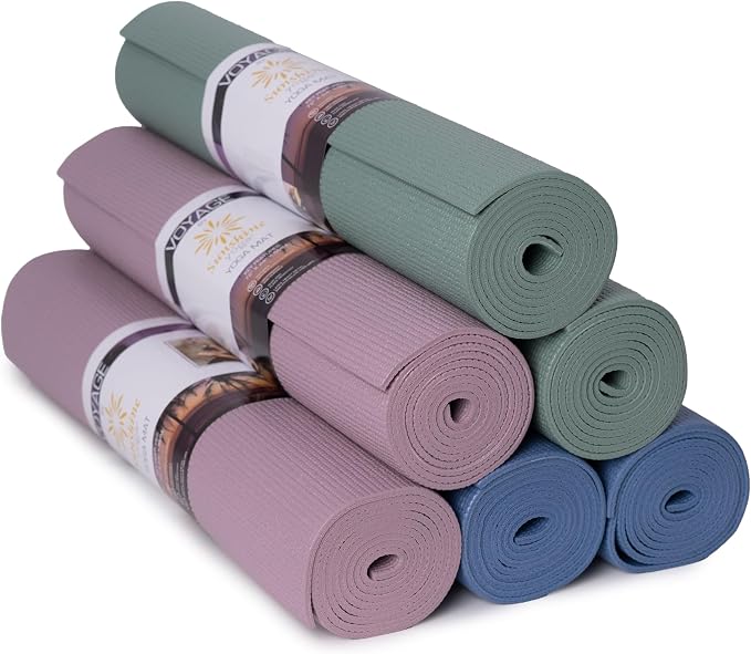 Voyage 5mm Studio Yoga Mats, 6 Pack, 72x24in | Extra Long, Anti-Tear Exercise Mats for Workout, Stretching, Fitness - Non Slip Gym Mats for Home, Schools and Studios