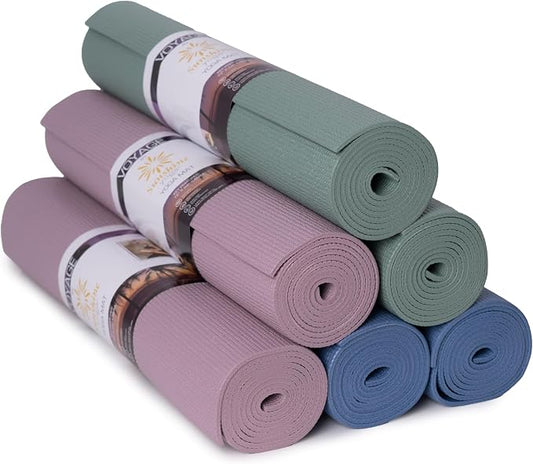 Voyage 5mm Studio Yoga Mats, 6 Pack, 72x24in | Extra Long, Anti-Tear Exercise Mats for Workout, Stretching, Fitness - Non Slip Gym Mats for Home, Schools and Studios