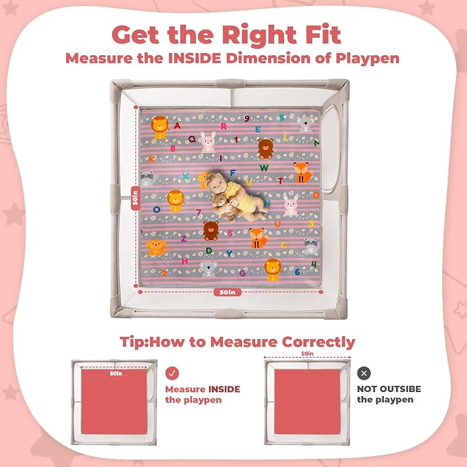 Baby Play Mat for Floor, 71'' x 59'' Thicken Foam Soft Padded Playmat for Tummy Time, Playpen Mat for Toddlers Infant Kids, Water-Repellent Coral Velvet, Non-Slip Bottom Safe for Crawling (Lion)