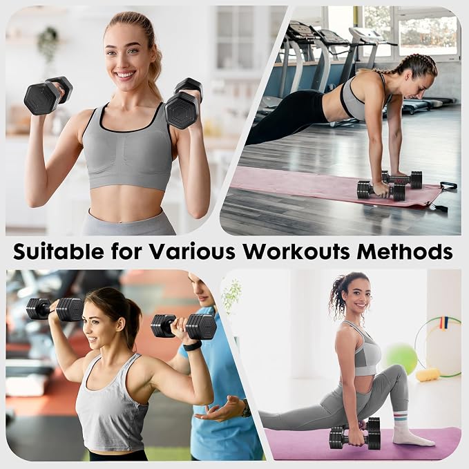 EQUIPRO Adjustable Dumbbell Set, 4 in 1 Free Weights Dumbbells Set for Women, Weights for Women at Home, 2lb 3lb 4lb 5lb with TPU Soft Rubber Handle for Home Gym Exercise Training