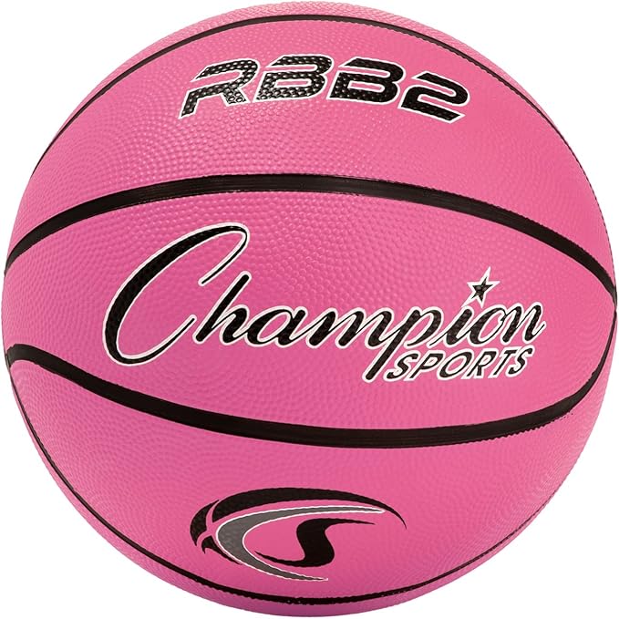 Champion Sports Rubber Basketballs – Durable Indoor & Outdoor Training & Recreational Game Balls, Multiple Sizes & Colors