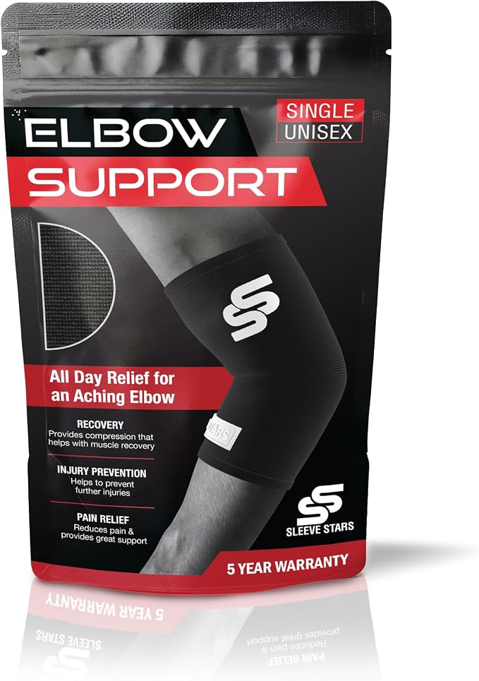 Sleeve Stars Elbow Sleeve for Pain Relief & Protection - Elbow Compression Sleeve for Women & Men - Supportive Elbow Brace for Tendonitis, Recovery & Ideal for Sports, Work
