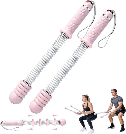 2PCS Weighted Ropeless Battle Ropes for Home Gym for Men & Women, Heavy Duty Cordless Battle Rope with Storage Bag, Strength & Low-Impact Cardio for HIIT Workouts, Cardio & Muscle Training-Pink