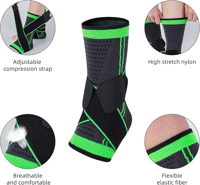 Ankle Support Braces (1Pair), Breathable Ankle Compression Sleeves with Adjustable Wrap,Elastic Ankle Brace Stabilizer for Plantar Fasciitis,Achilles Tendonitis,Sprained Ankle Pain Swelling Relief