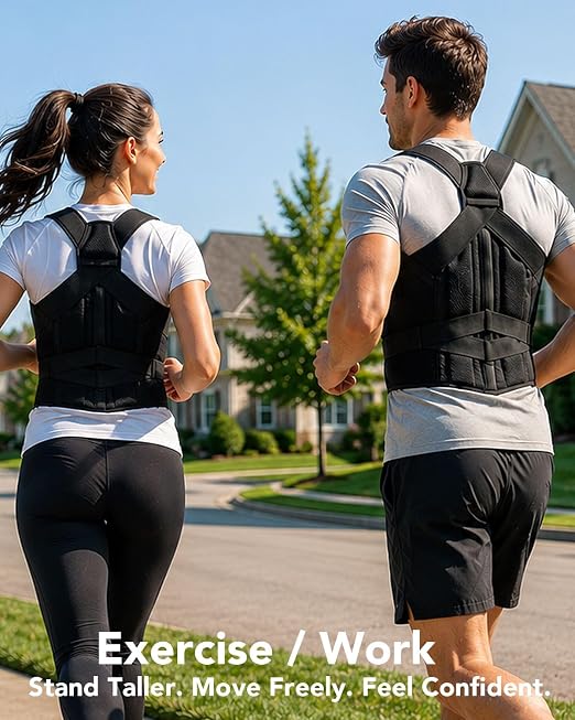 Posture Corrector for Men & Women, Advanced Full Back Support Back Brace for Upper & Lower Back Support, Pain Relief & Comfort, Custom-Fit Waist Support & Adjustable Shoulder Straightener, Breathable Design for Work, Long Sitting & Exercise(Medium)