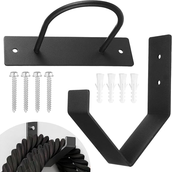 Battle Rope Wall Mount Kit, Heavy Duty Steel Anchor and Storage Hook for 30-50 Feet,1"-2.5" Ropes, Black