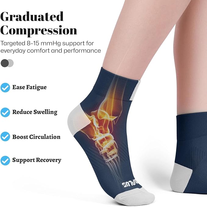 Ankle Compression Socks for Women 6 Pairs, Running Socks with Arch Support | Moisture Wicking Cushioned Plantar Fasciitis Socks for Walking, Jogging, Climbing, Tennis, Golf, Fitness and Everyday Use