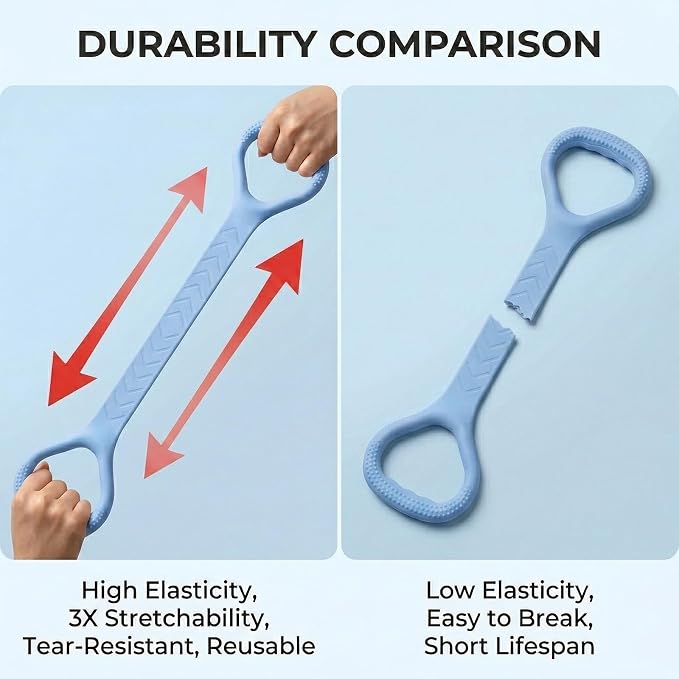 Figure 8 Resistance Bands with Handles, Silicone Exercise Bands for Yoga Pilates Stretching, Portable Home Workout Equipment for Arm Back Shoulder Training, Fitness Band for Women Men