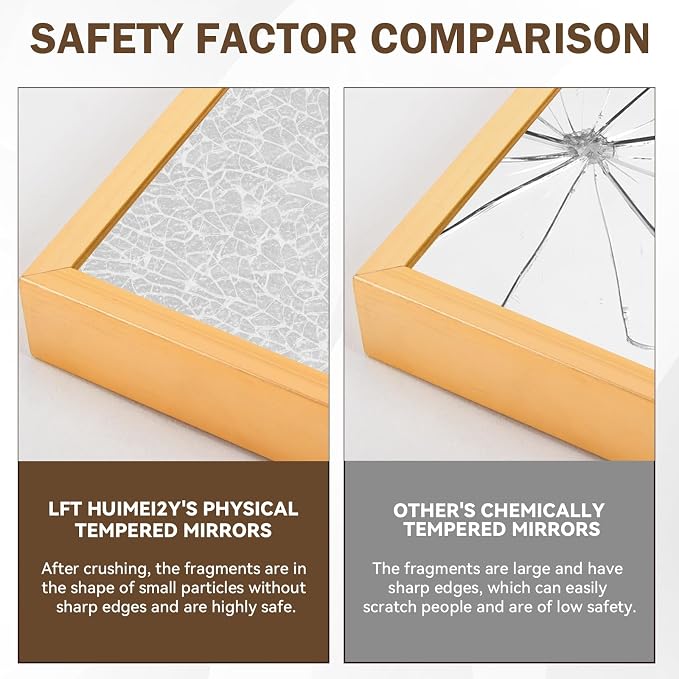 LFT HUIMEI2Y 79"x39" Full Length Mirror, Gold Floor Mirror | Tempered Oversized Mirror Full Body with Aluminum Alloy Frame; Standing, Leaning, or Wall Mount for Bedroom, Living Room
