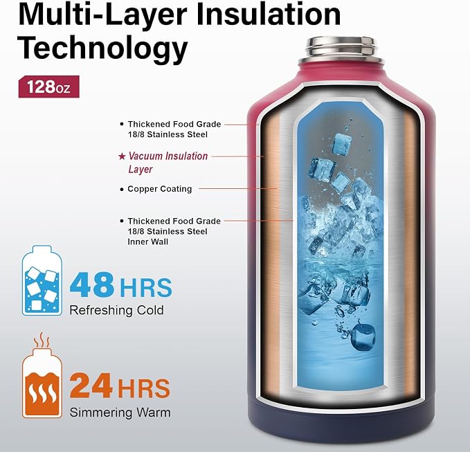 DYSANKY Gallon Insulated Water Bottle with Portable Carrier Bag for Outdoor