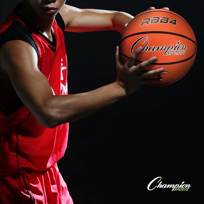 Champion Sports Rubber Basketballs – Durable Indoor & Outdoor Training & Recreational Game Balls, Multiple Sizes & Colors