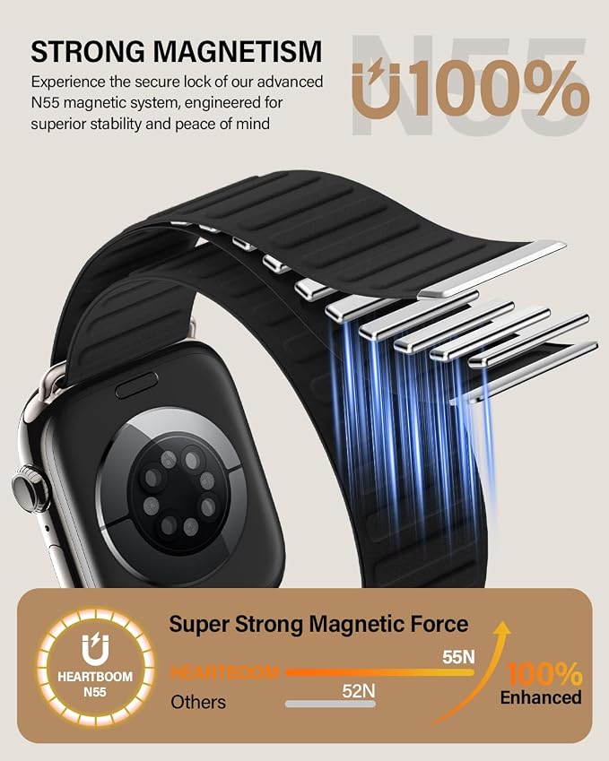 Magnetic Link Sport Band Compatible with Apple Watch Bands for Men Women | Patented Solo Loop Band 40mm 38mm 41mm 44mm 45mm 42mm 49mm, Sport Strap for iWatch Series 11 10 9 8 7 6 5 4 3 2 1 Ultra SE