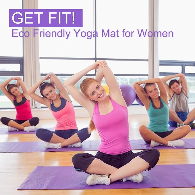 Funtery 3 mm Thin Yoga Mats Bulk, 68 x 24 Inches Lightweight PVC Exercise Mats Non Slip Workout Fitness Pads for Yoga Pilates Stretching Classes Gym Home Studio