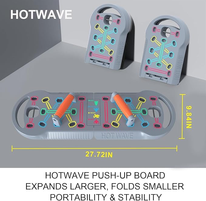 HOTWAVE Push Up Board, Portable PushUp Board, Foldable 20 in 1 Push Up Bar | Multifunctional Pushup Handles for Floor, Professional Strength Training Equipment For Men and Women at Home Gym