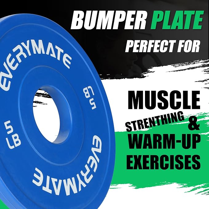 EVERYMATE Change Weight Plates 1.25LB 2.5LB 5LB Set Fractional Plate Olympic Bumper Plates for Cross Training Bumper Weight Plates Steel Insert Strength Training Weight Plates