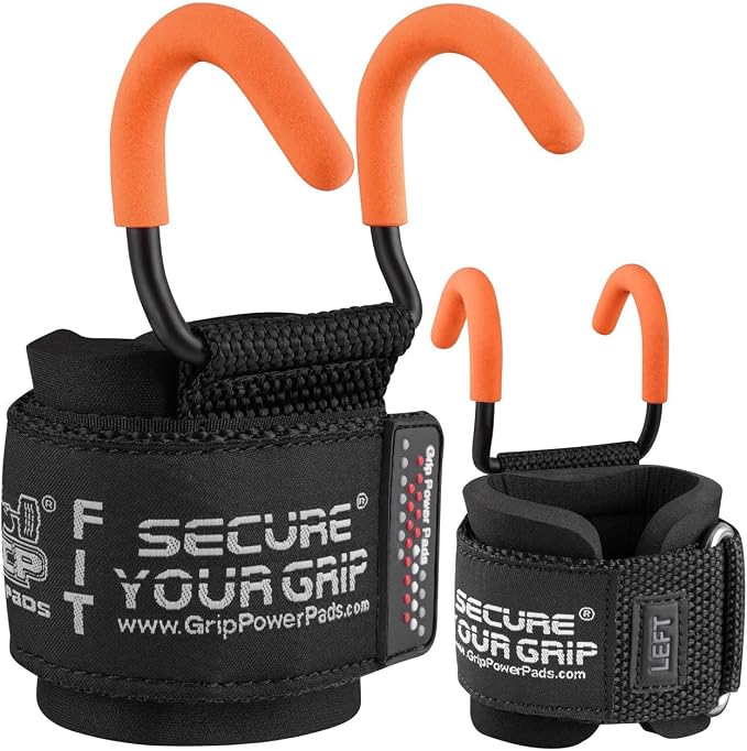 Weight Lifting Rod Hooks Heavy Duty Wrist Wraps Power Weight Lifting Training Gym Grips Straps Set of 2